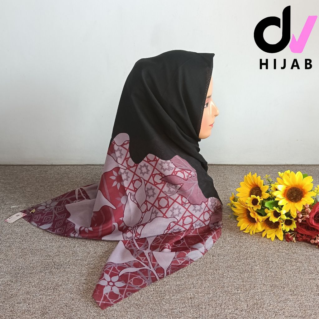 3Pcs Azara Black Edition/ Azara motif/ segiempat motif kekinian Hitam  Voal Lembut/Voal Motif Cantik