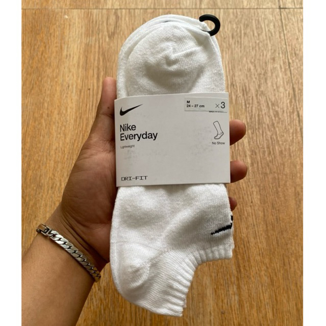 Kaos Kaki Socks Pria Wanita Nike Everyday Lightweight White (3 Pcs) Original 1000% (RESMI STORE)