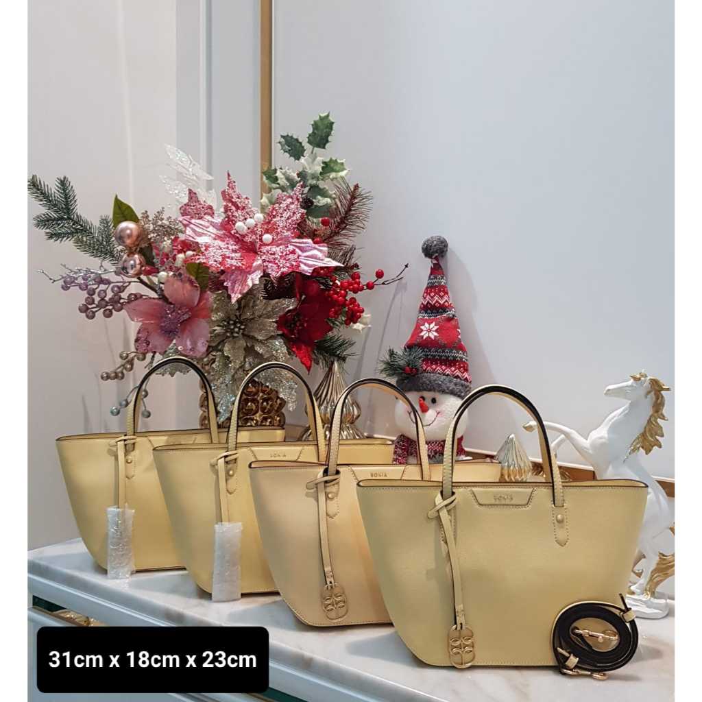 Tote bag bonia original laluna logo warna kuning gading