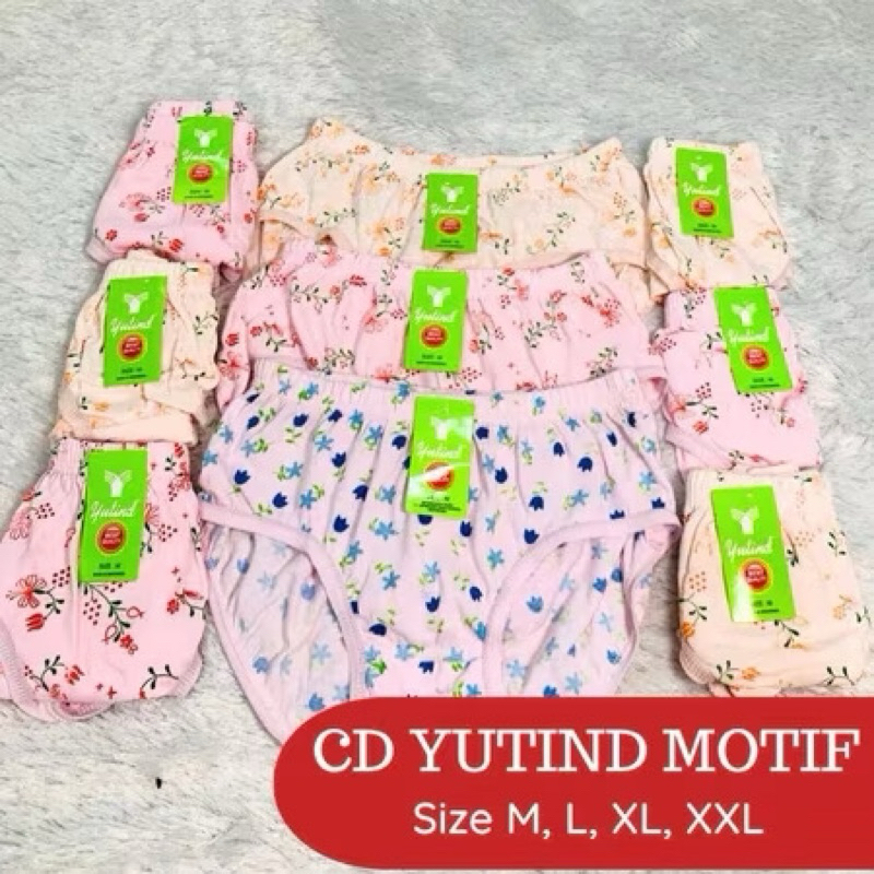 12Pcs CD Celana Dalam Wanita Yutind Motif Bunga Sablon