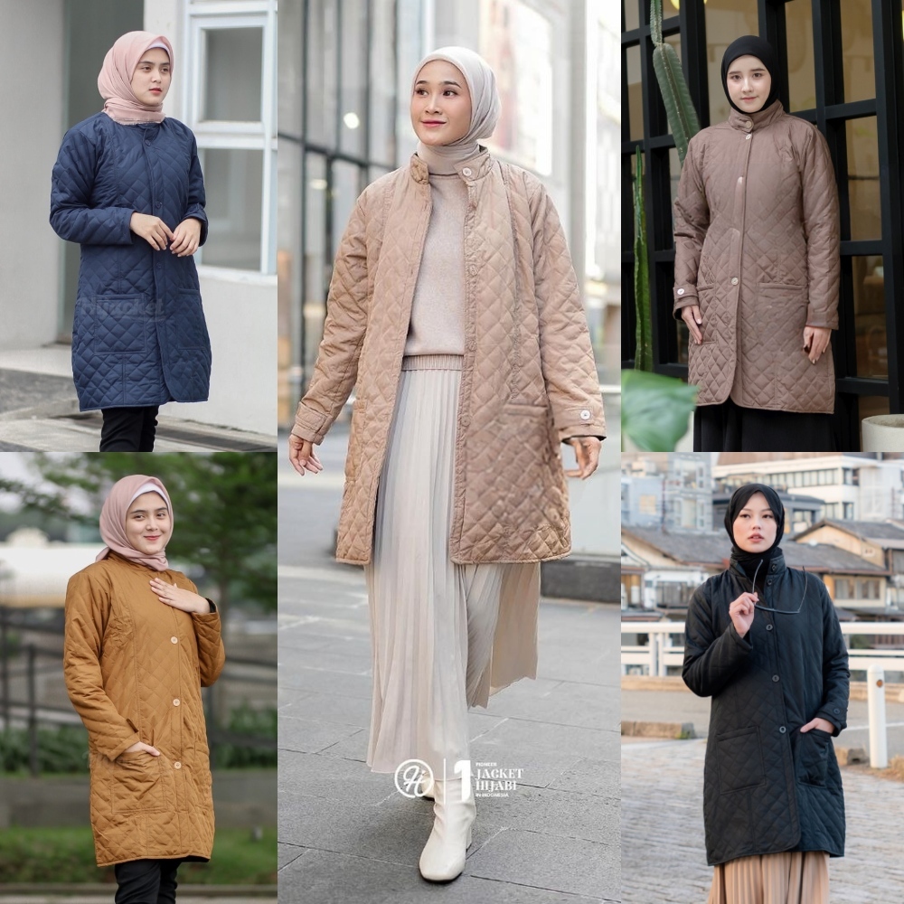 Jaket Wanita Cewek Muslimah Syari Long Jacket Panjang Cewe Kekinian Parasut Hijacket Belva BLV