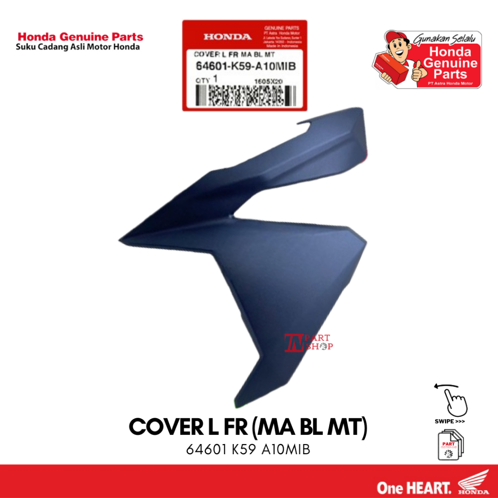 Cover Body Depan Kiri Biru Doff (Cover R FR (MA BL MT)) - Vario 125 eSP K60 & 150 K59 / 64601-K59-A1