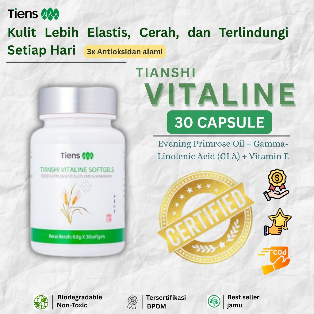 VITALINE SOFTGELS Original - Pemutih Kulit Alami Seluruh Tubuh & Penghilang Bekas Luka - Vitamin E G