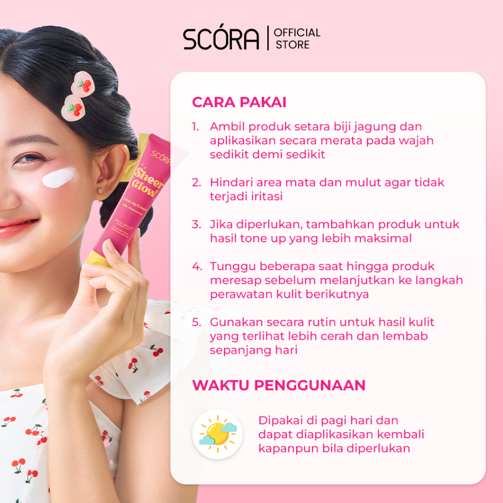 Tone Up Cream With Niacinamide Sheer Glow Scora 20gr BY HM Kosmetik