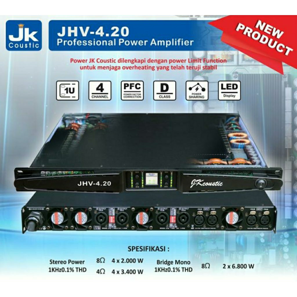Power Amplifier Jk Coustic JHV-4.20 Original 4x2000watt Class D