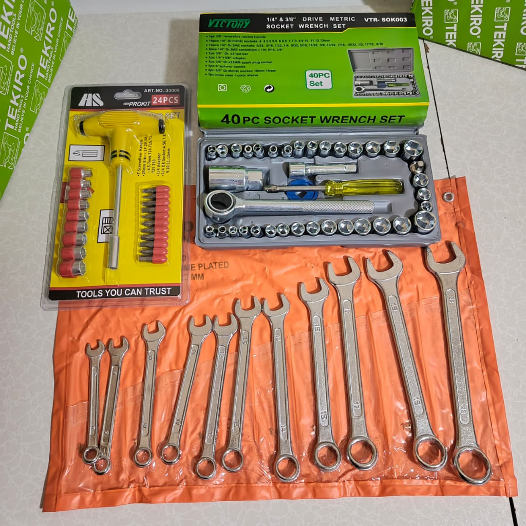 PAKET HEMAT Victory Kunci Pas Sok Set 40 Pcs / Diamond Ring Pas 11 Pcs 8-22mm / Obeng T Shock 24 Pcs