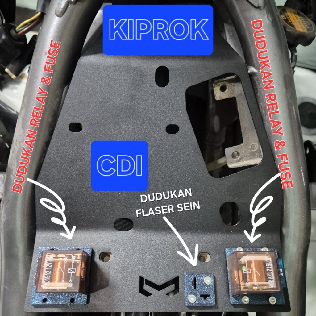Tatakan Panel Kelistrikan Ninja RR Old & New Akrilik 3mm Hitam Doff - Dudukan CDI Kiprok Relay Fuse 