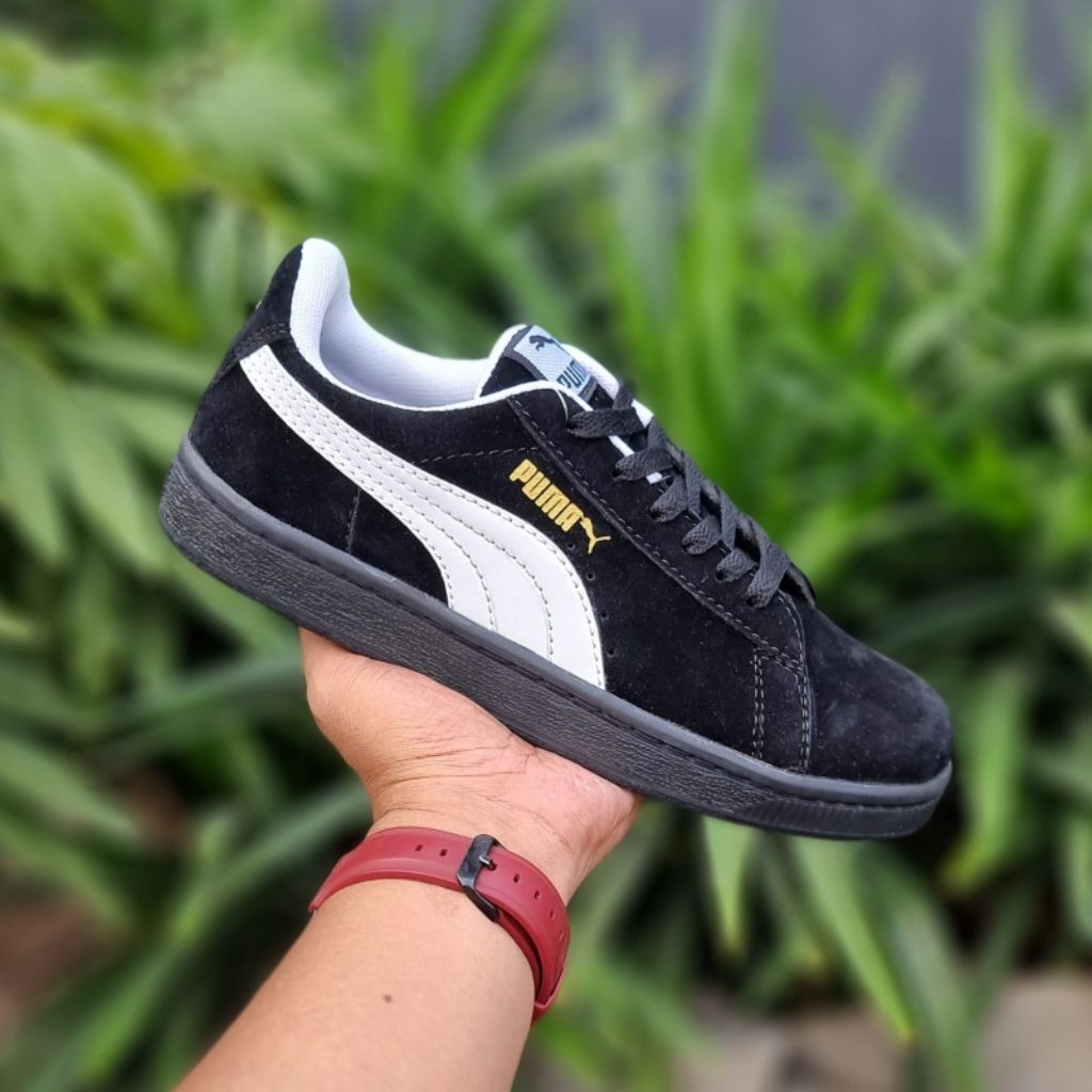 puma celasik sepatu pria full hitam, hitam garis putih, putih garis hitam sepatu  cowo