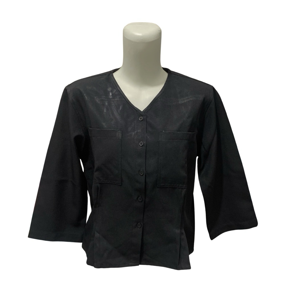 [PRELOVED] BLACK BUTTER TOP by ECINOS