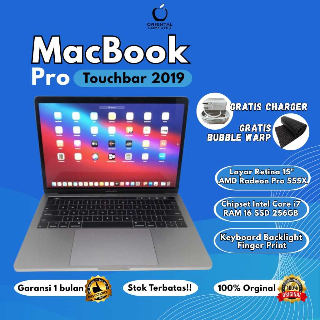 Laptop Apple Macbook Pro 2019 i7 16/256GB SSD 15 Inci Second Original Bergaransi