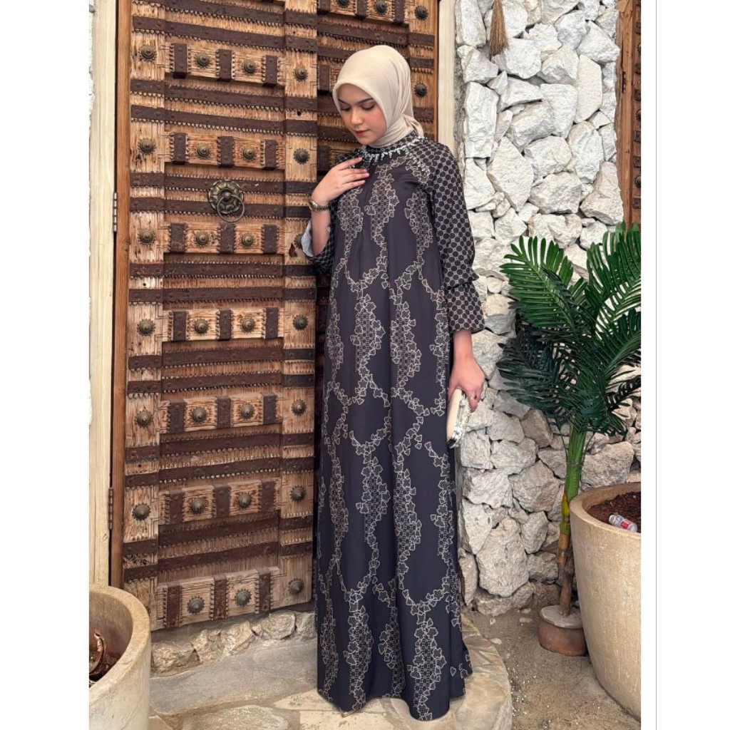 SET AYANA BROWN DRESS ORIGINAL by JAVINA OFFICIAL / ONE SET MARYAM  ORI JAVINA  /  GAMIS JAVINA INNE