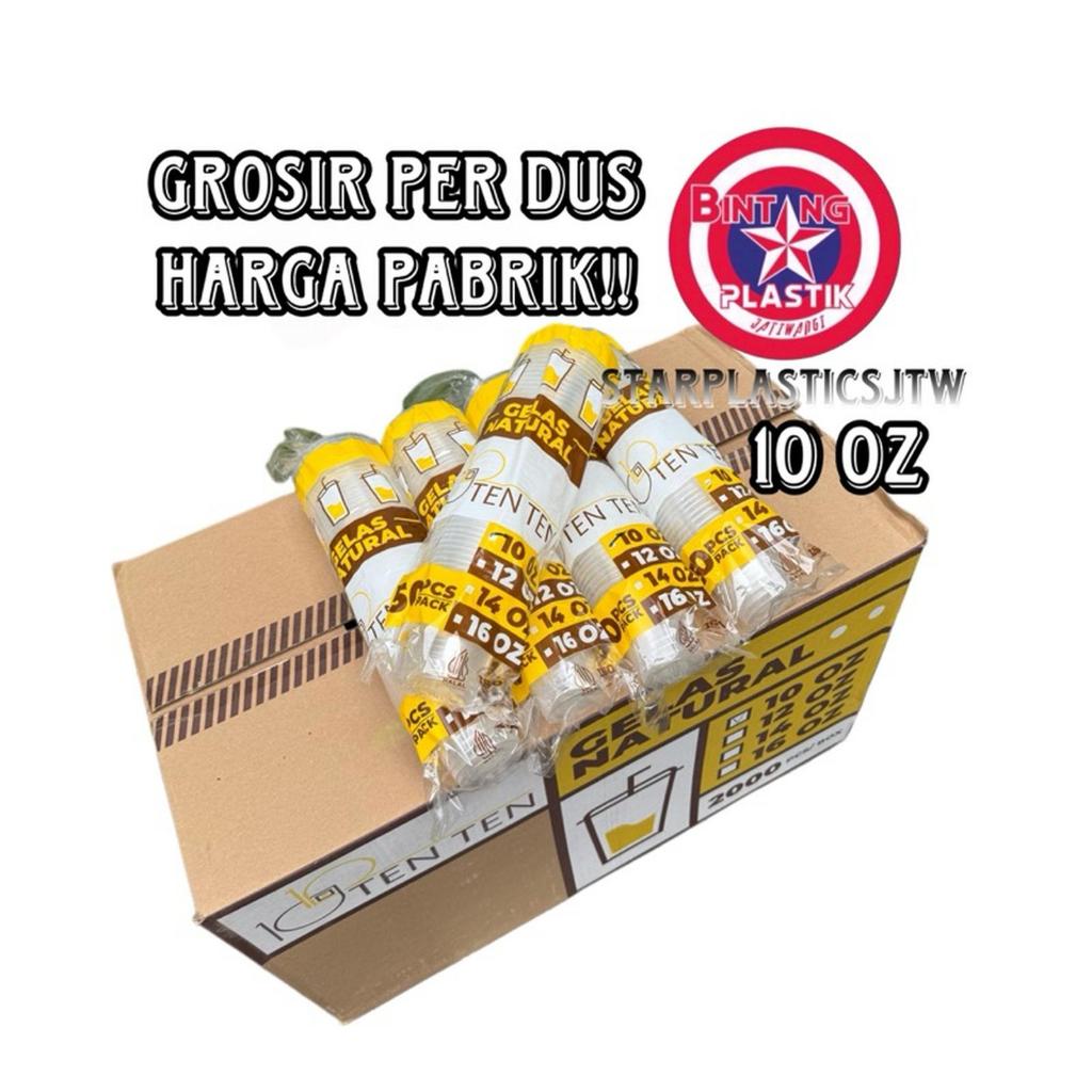 [1DUS] TENTEN CUP PLASTIK DATAR 10oz/12oz/14oz/16oz