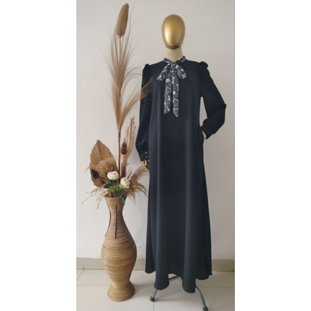 KIYOMI Aliyah dress | abaya dress|gamis hitam |gamis hitam