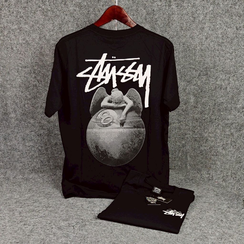 STUSSY T-Shirt Branded Premium Kaos Distro Lengan Pendek 100% Cotton Combed 24S Bordir Aplikasi Orig
