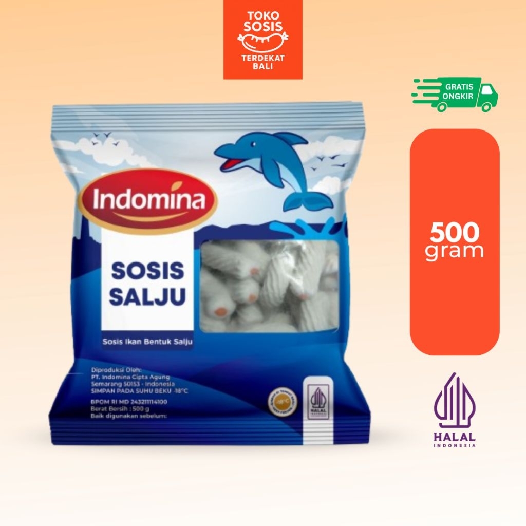 Indomina Sosis Salju Sosis Ikan Bentuk Salju 500 gram | Olahan Ikan