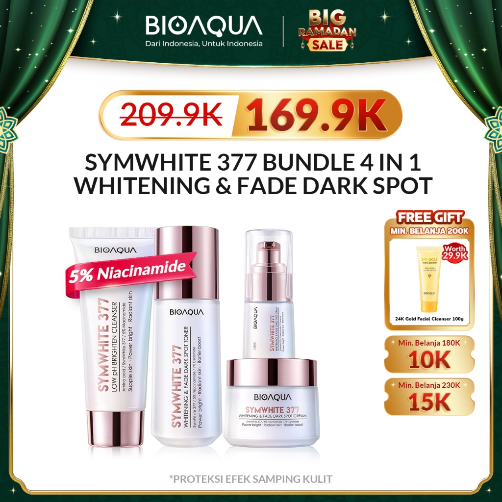 BIOAQUA SymWhite 377 Whitening & Fade Dark Spot Skincare 1 Set Lengkap BPOM Basic Skincare Paket Ski