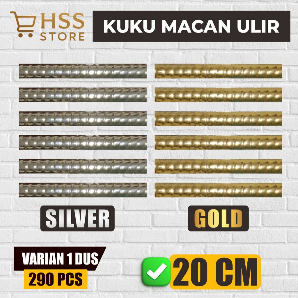 Kuku Macan Keramik Ulir Warna Silver dan Gold  20 cm / Kuku macan IsI 290 Pcs atau 1 dus  kuku macan