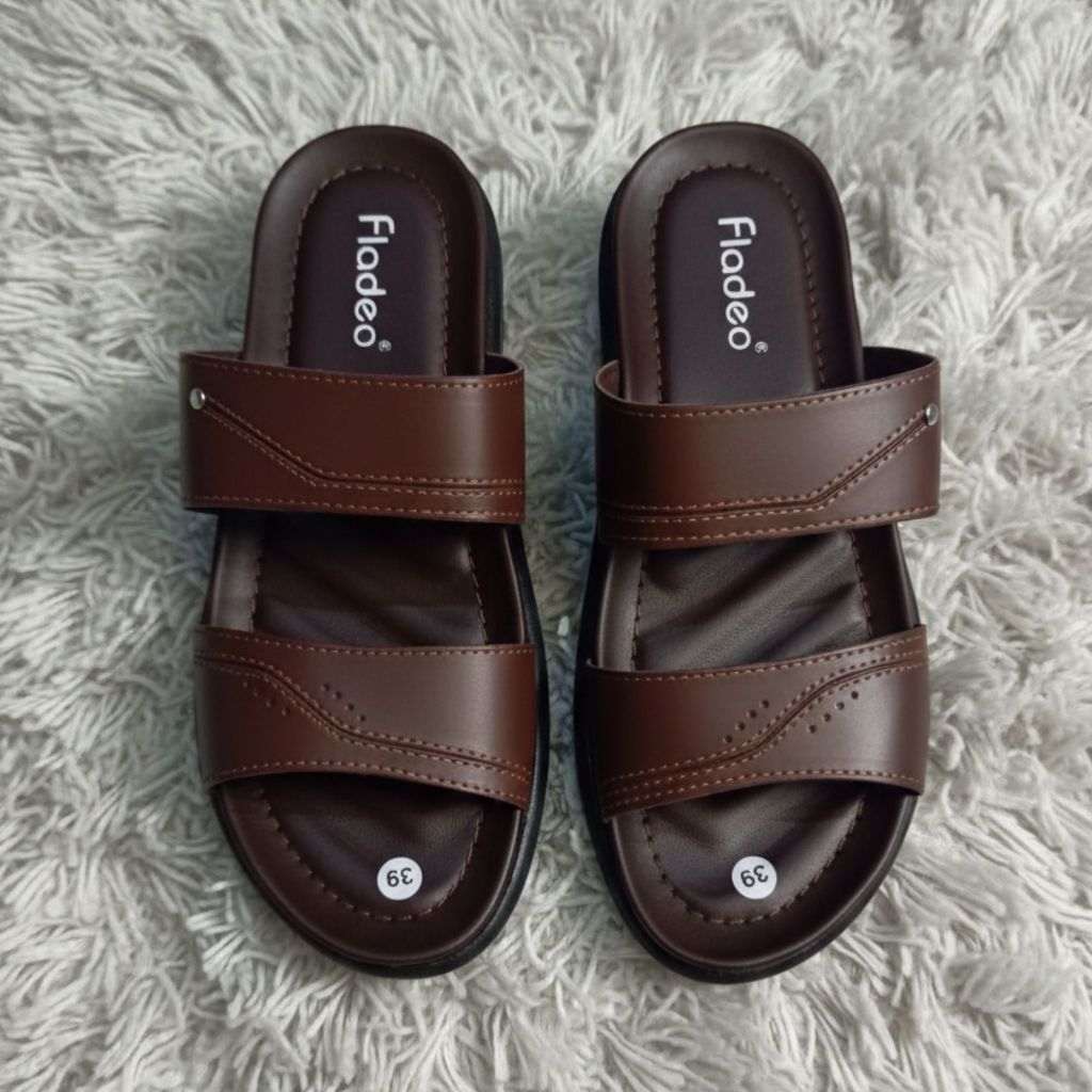 Fladeo Sandal Pria Wanita Fladeo Selop Kulit Sandal Kokop Pria Dewasa Sendal Cowok Keren Vral Terbar