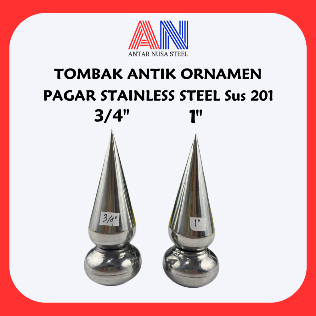 TOMBAK ANTIK ORNAMEN PAGAR STAINLESS STEEL SUS 201 3/4", 1" | AKSESORIS PAGAR STAINLESS STEEL