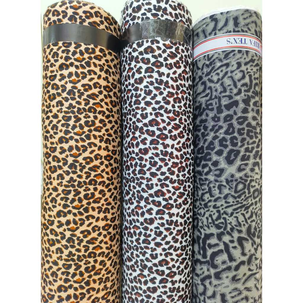 Kain Bahan Katun Rayon Viscose Motif Leopard Lebar 150cm Lembut Halus Adem