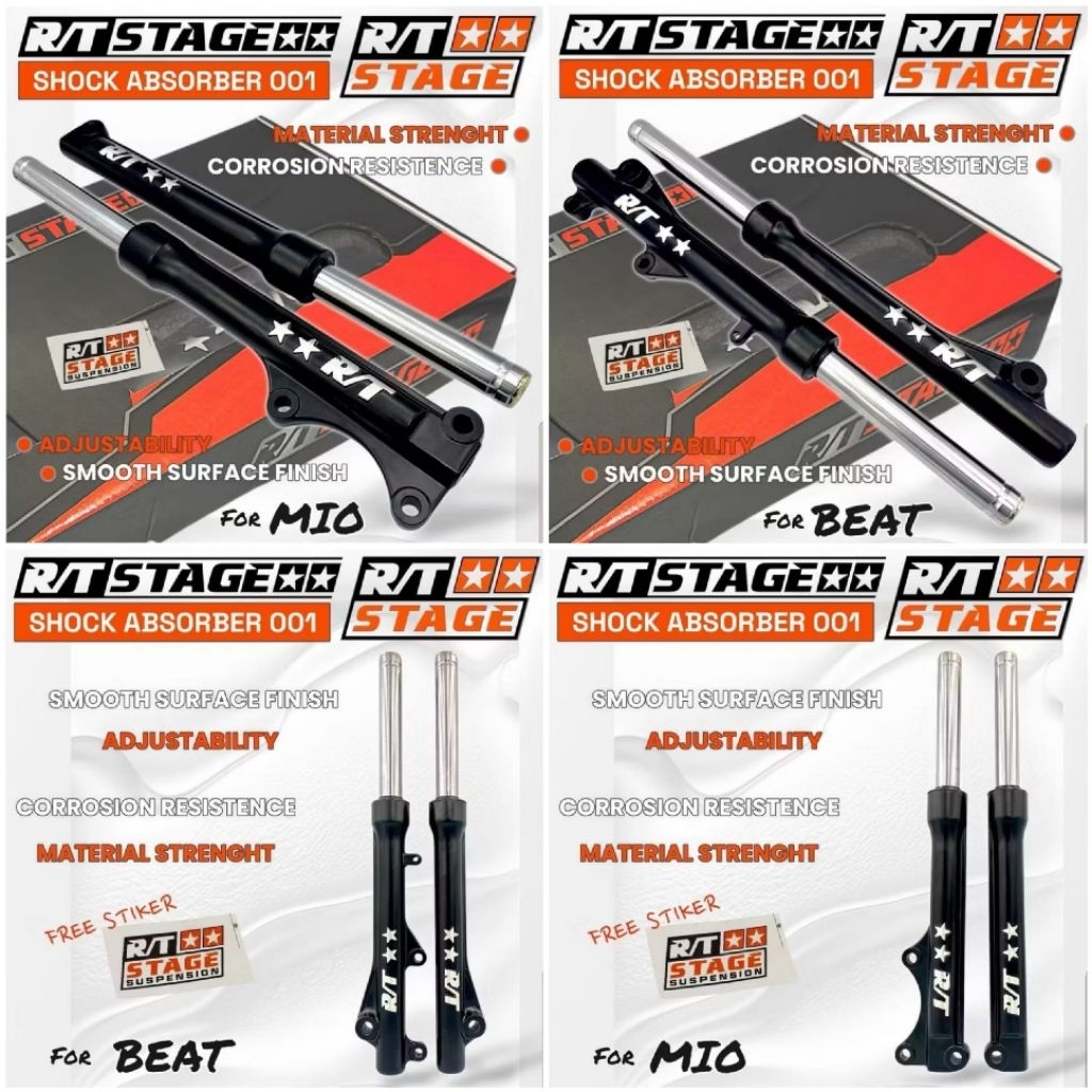 Bottom Shock Depan Rt Stage Tabung Shock Standar Honda Beat Vario 110 125 150 Scoopy Genio Spacy Pro