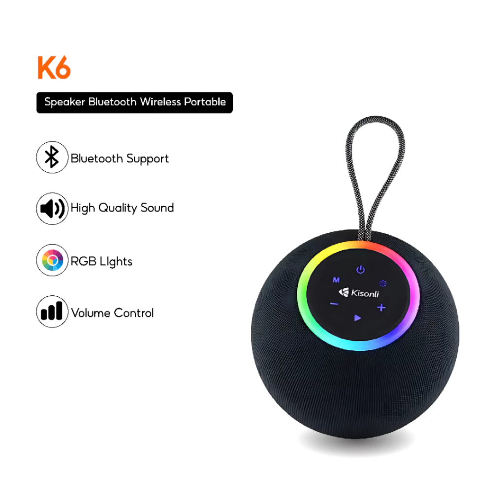 Speaker Bluetooth 5.3 TWS 30Watt Super Bass Kisonli K6 Cover Jaring Kain Lembut - Grosir JKT