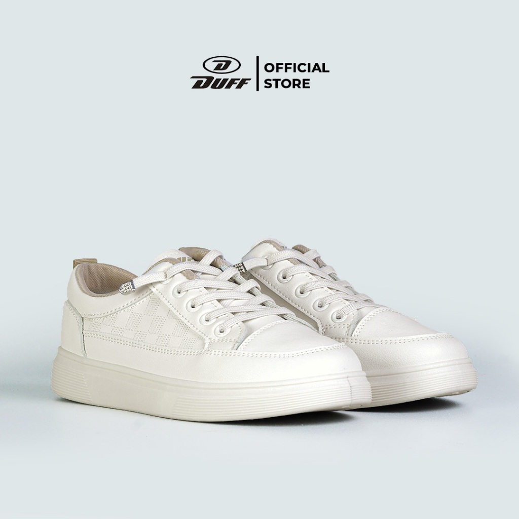 Duff Official - Sepatu Sneakers Putih & Beige Minimalis Aesthetic Wanita - Lupina
