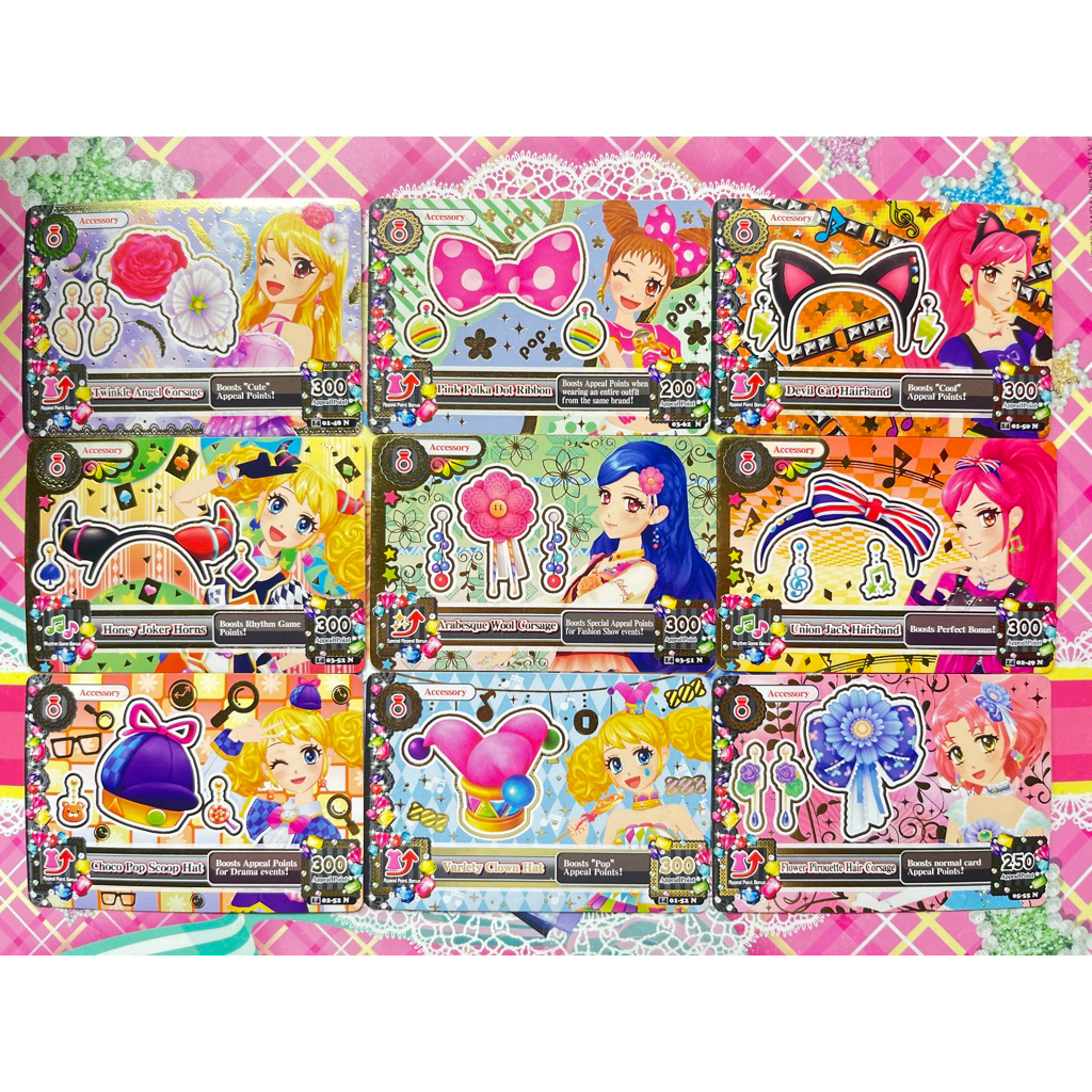 Kartu Aikatsu Accessory Satuan Indonesia Twinkle Angel Arabesque Honey Joker Choco Pop Variety Clown