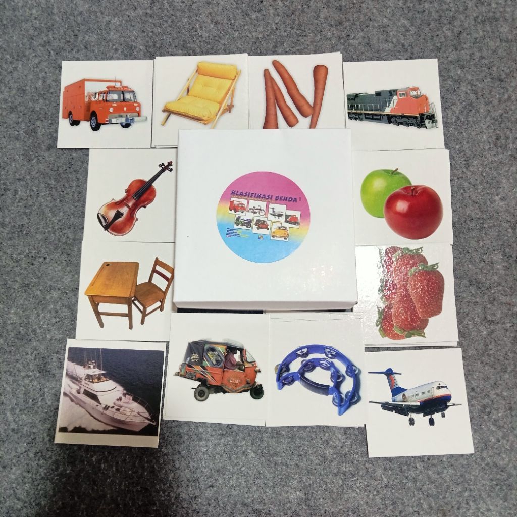 Kartu Klasifikasi Benda, Kata Kerja, Kwartet Dan Lotto Besar/Alat Terapi Wicara/Mainan Anak Speech Delay Perilaku Autis