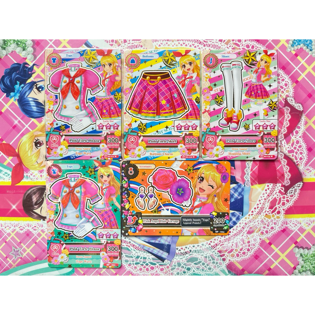 Kartu Aikatsu Ichigo Hoshimiya Uniform Pink Torte Set Blouse Pink Angel Hair Corsage Angely Sugar Se