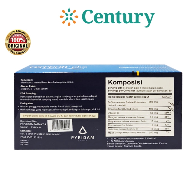 OSTEOR PLUS 1 STRIP / TULANG / SENDI / SUPLEMENT KESEHATAN