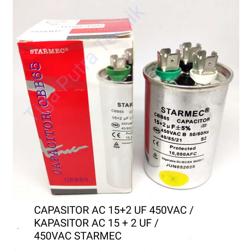 CAPASITOR AC 15+2 UF/450VAC  / KAPASITOR AC 15+2 UF/450VAC STARMEC