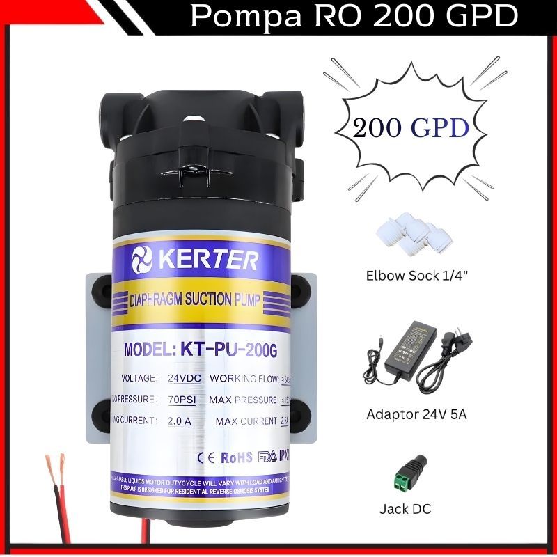 Kerter Booster Pump RO 200 Gpd Pompa RO DC 24V Pompa Dorong 200 Gpd DC 24V