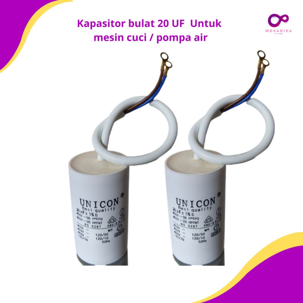 Kapasitor bulat 20 UF capasitor unicon untuk mesin cuci ,pompa air 450v