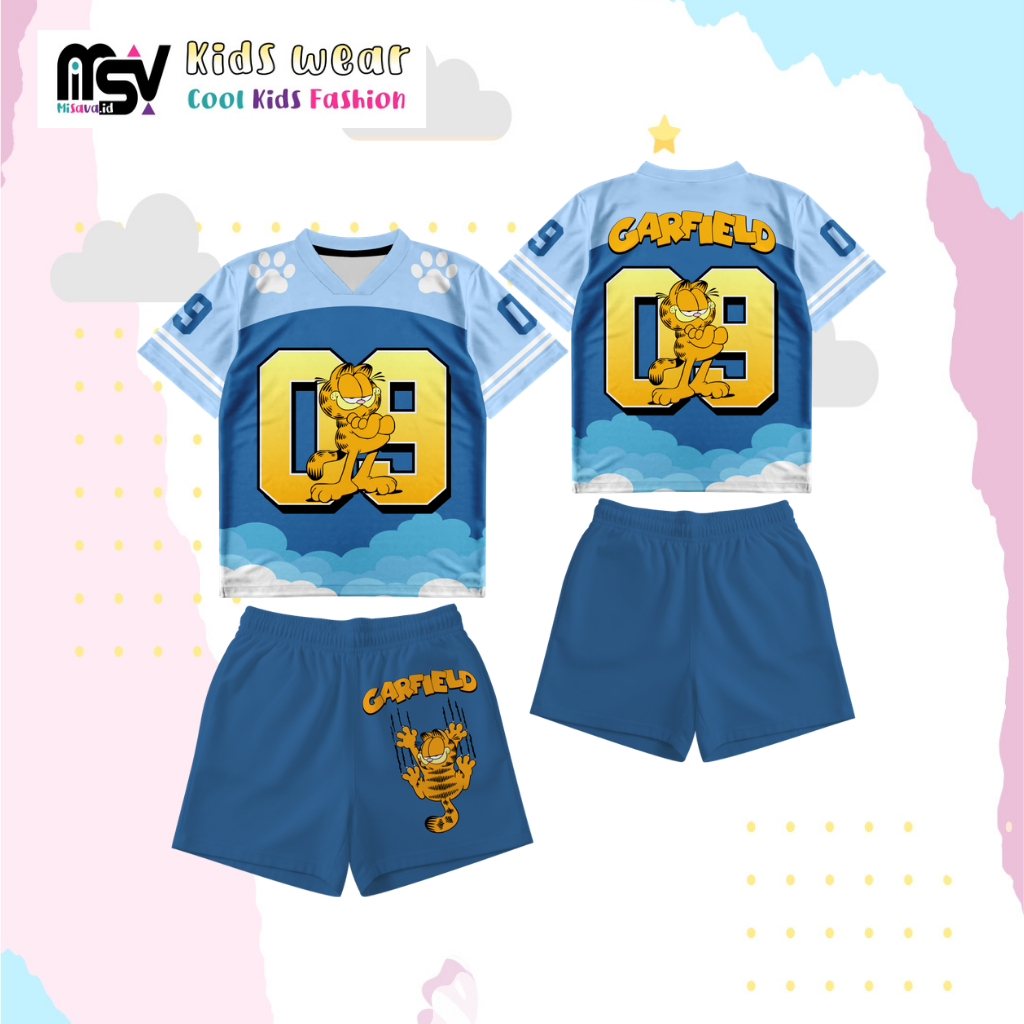 Setelan Jersey Anak KID JERSEY 35 GARFIELD Kartun Murah – Jersey Anak Karakter