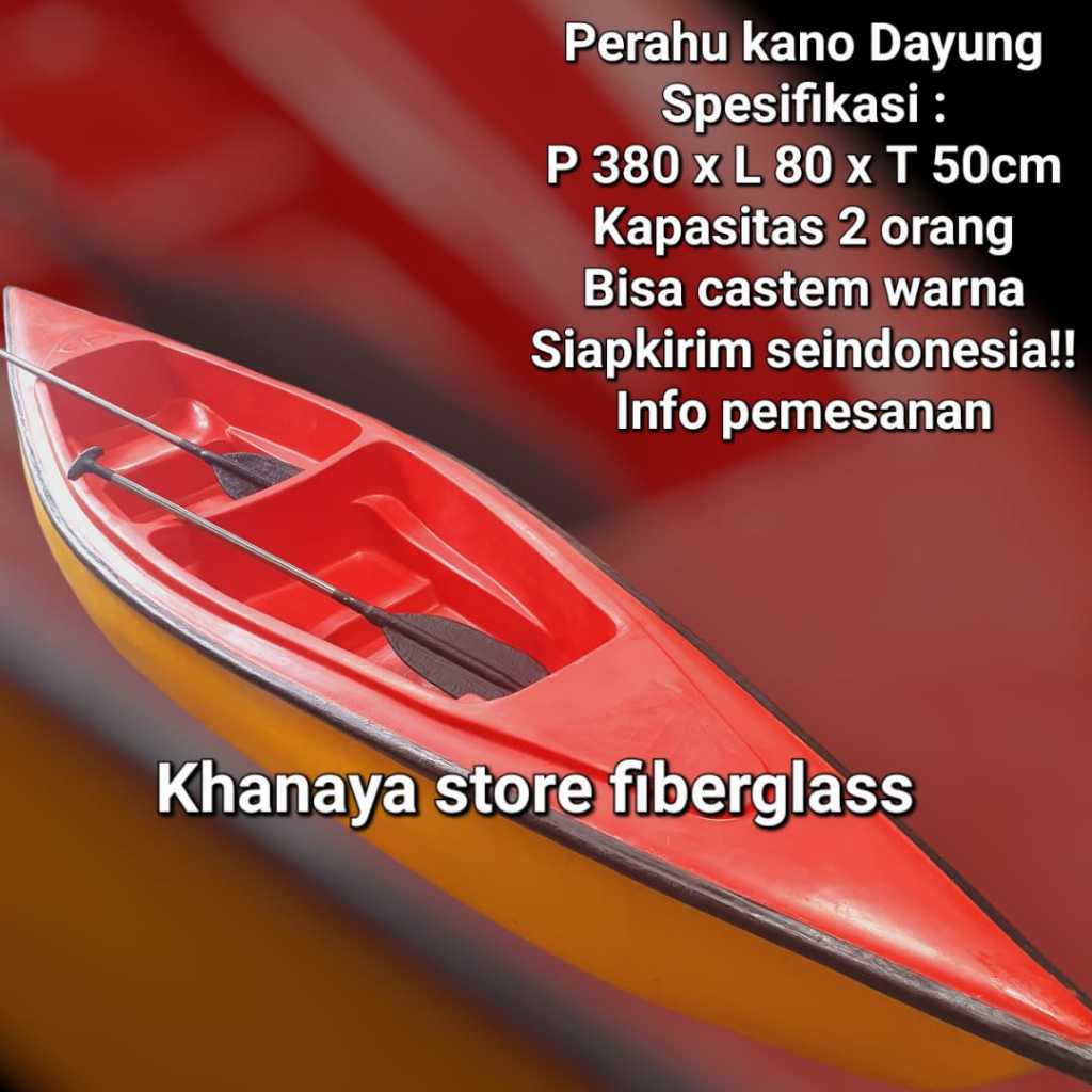 Perahu kano double merah,kano dayung,perahu kano dayung terbaru