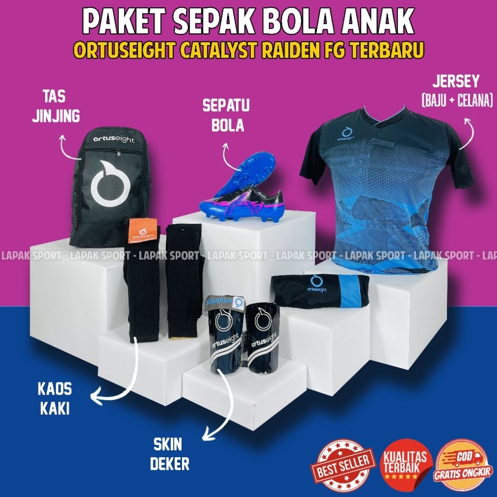 Paket Sepatu Bola Anak Ortus Catalyst Raiden FG Terbaru Paket Komplit Sepatu Sepak Bola Anak Ortusei