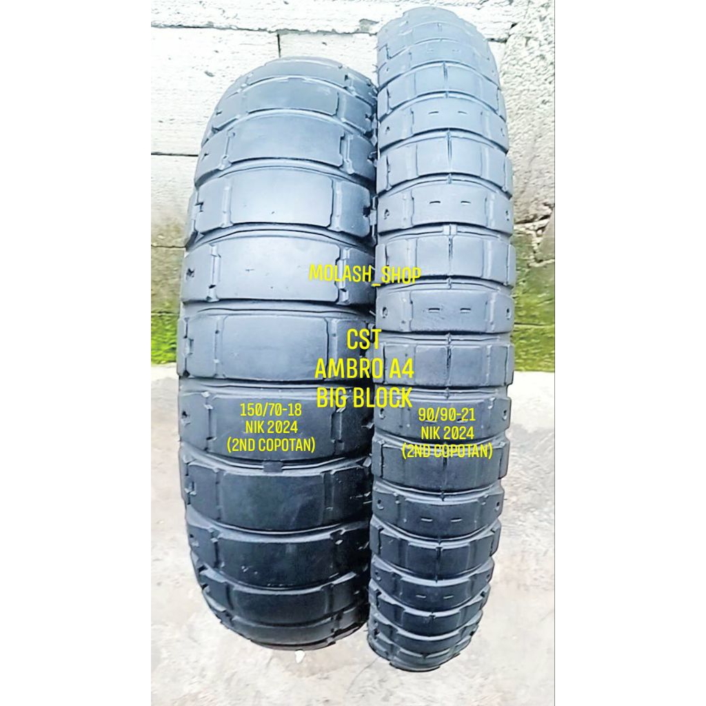 ban big block sepasang ring 18 dan ring 21 cst ambro a4 ukuran 150/70-18 dan ukuran 90/90-21 tubeles