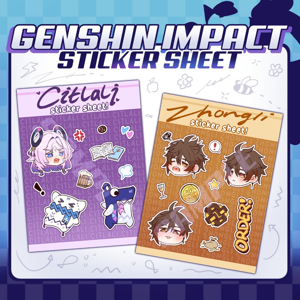 Sticker Sheet Genshin Impact Fanmerch Citlali Zhongli