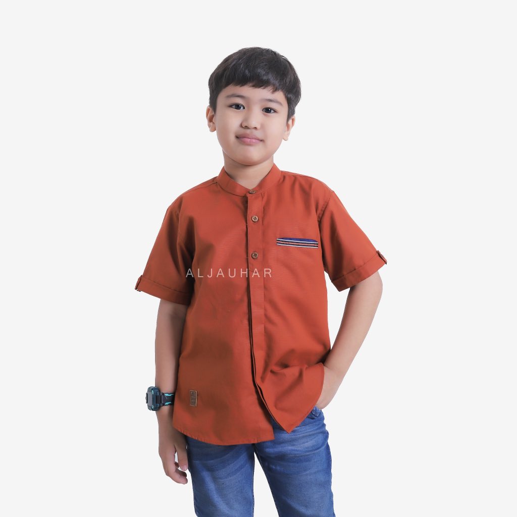 ALJAUHAR Baju Kemeja Koko Anak Tangan Pendek