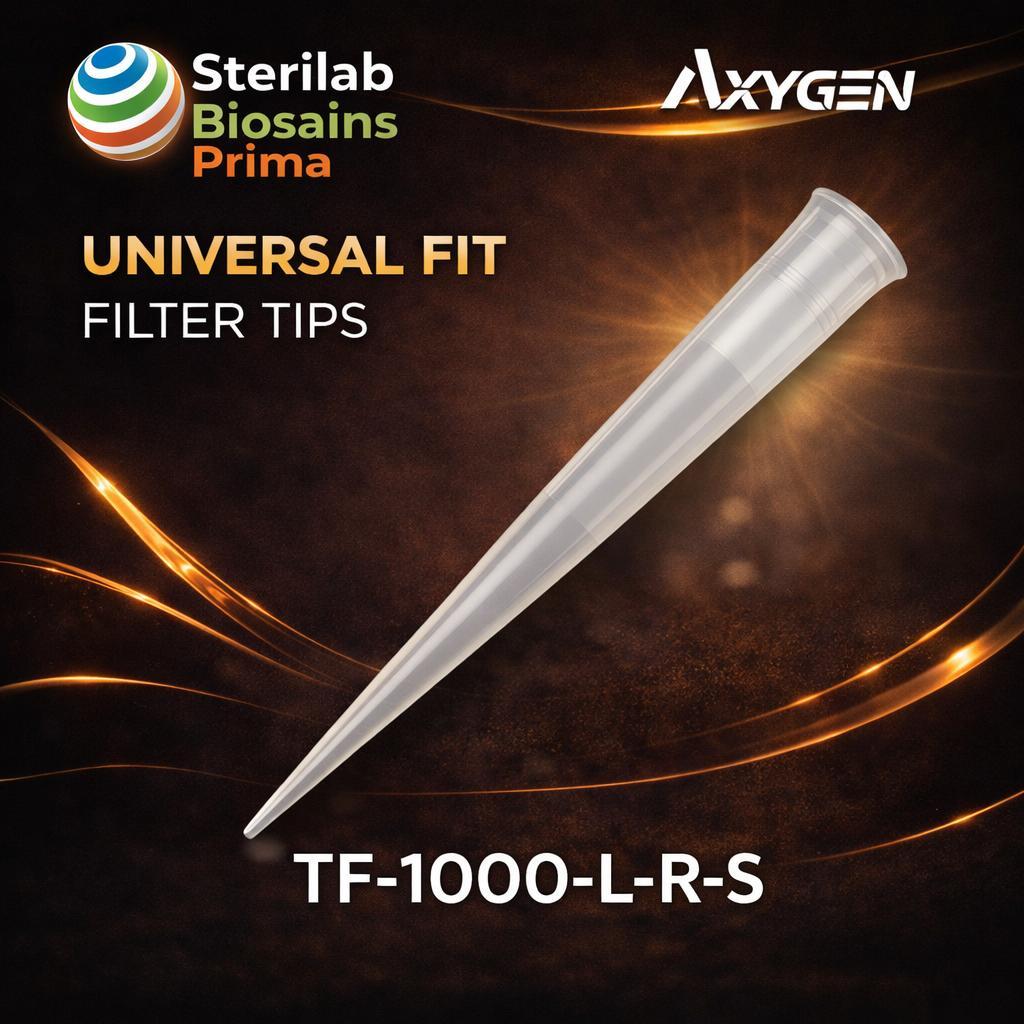 TF-1000-L-R-S Axygen 1000 uL Universal FilterTips, Clear, Sterile, 100 tips/rack
