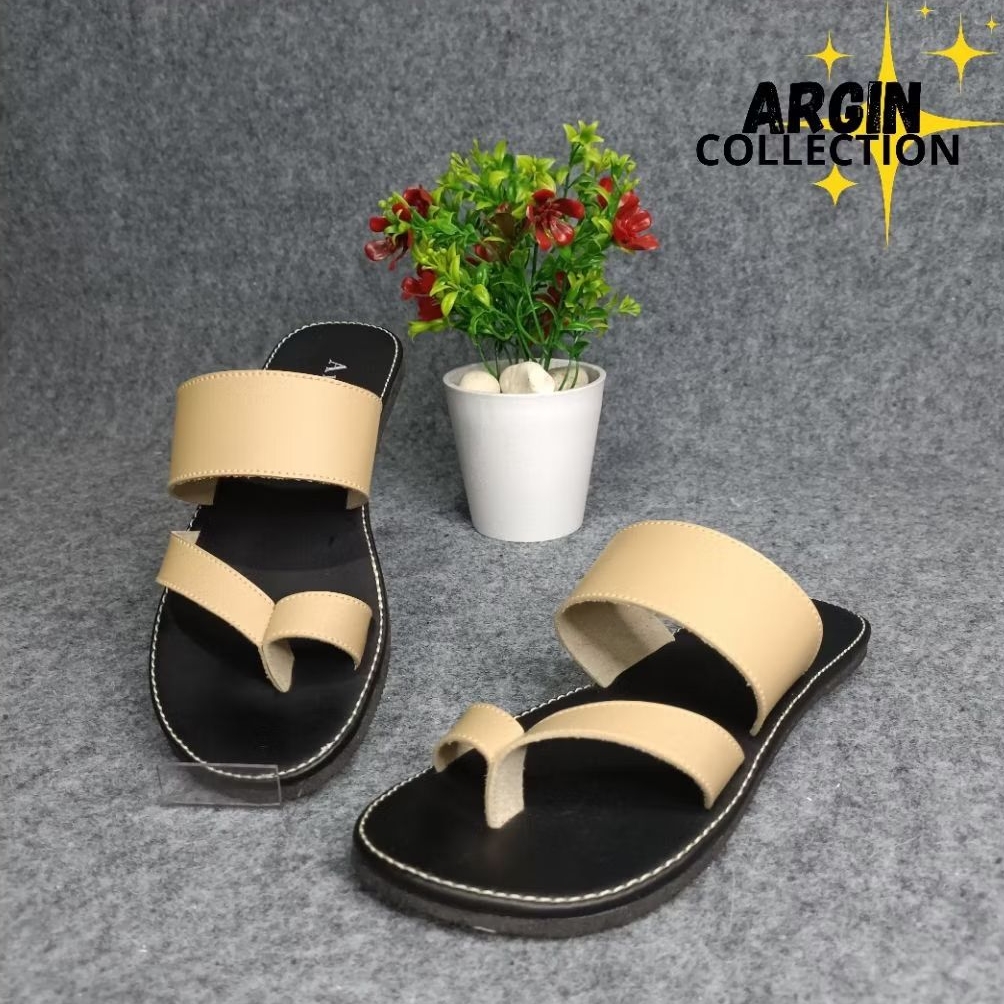 Argin sandal wanita  Kulit Sintetis karet harian cewek model slop kokop teplek  tarawih lebaran