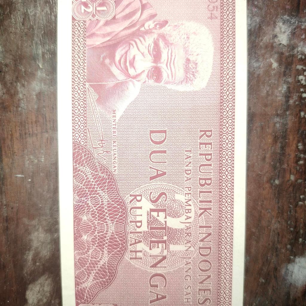 uang kuno 2 setengah rupiah 1954