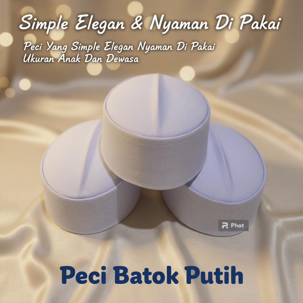 Peci Batok Putih Peci Haji Songkok Putih Polos Peci Habib Bahar