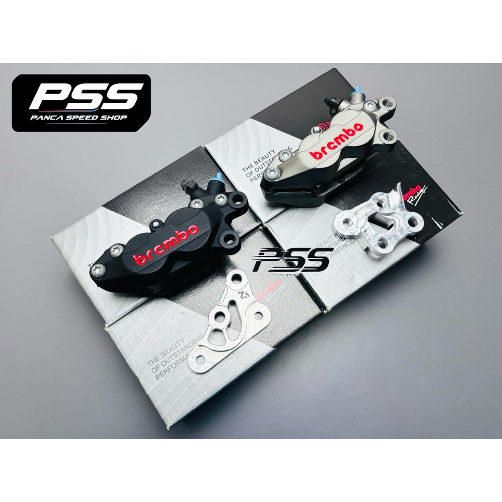 KALIPER  BREMBO 4 PISTON  RX KING NEW RXK OLD RXS RXZ PLUS BREKET DISC 300 MM 4P AXIAL 1 PIN BREMBO 