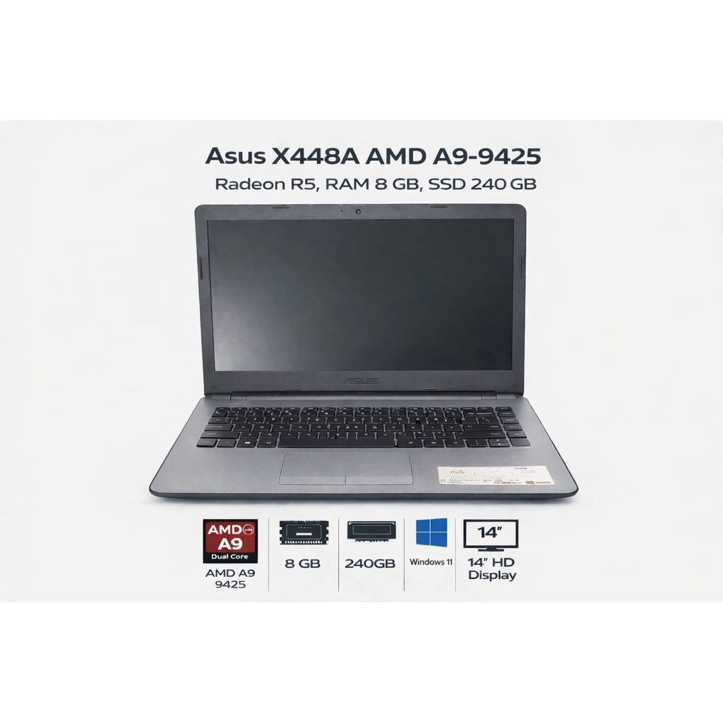 Laptop Asus X448A AMD A9-9425 RAM 8GB SSD 240GB 14 Inch – Laptop Second Siap Pakai Lancar