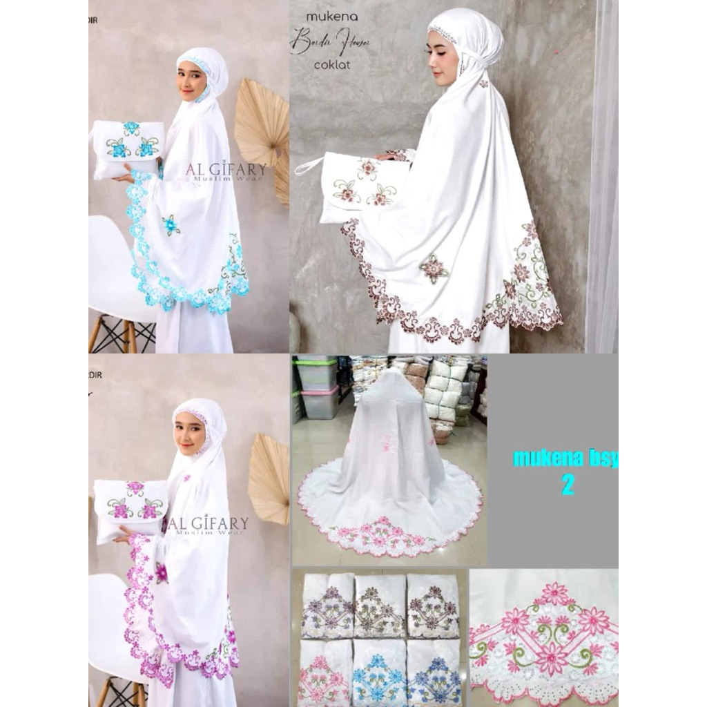 Mukenah Dewasa Bordir Warna Putih