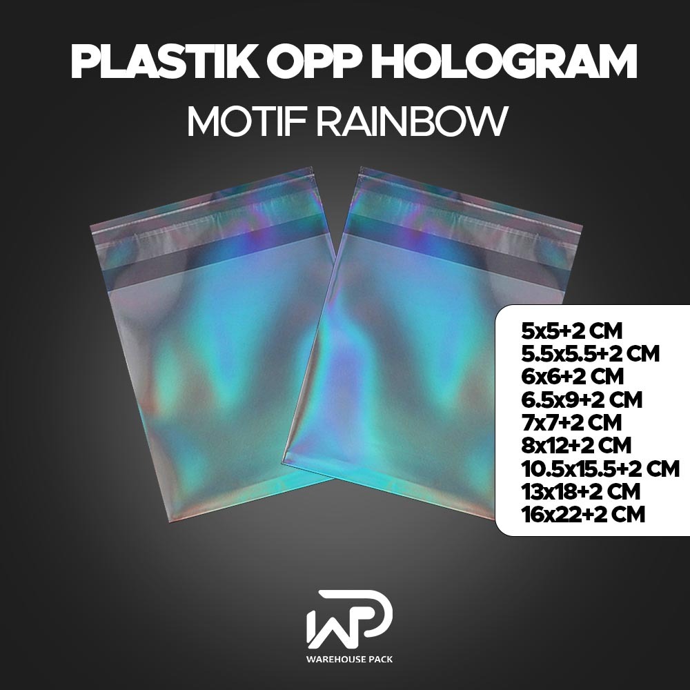 ( 1 Pcs ) Plastik Opp Hologram Motif Rainbow | Plastik Packing Bening Sleeve Cover | Plastik Packing