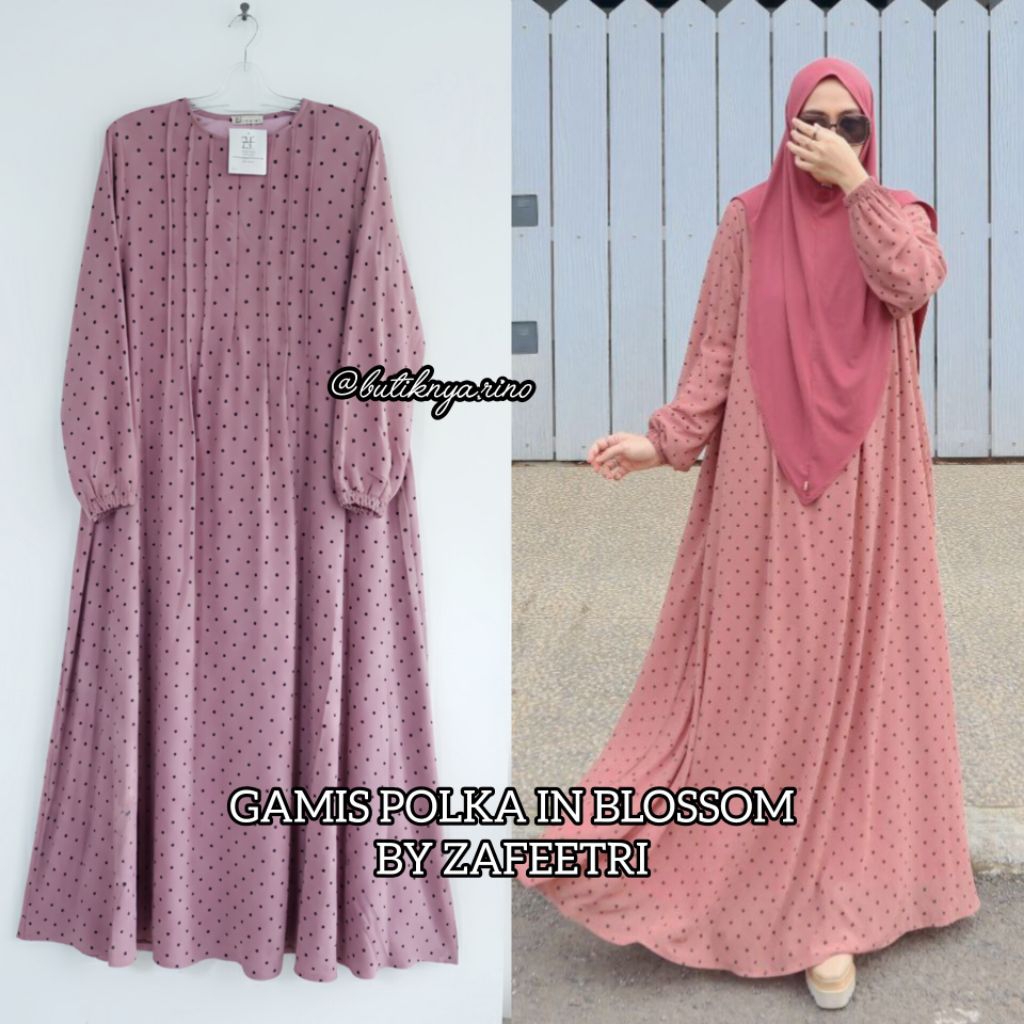 GAMIS POLKA SERIES BY ZAFEETRI (GAMIS SAJA) // GAMIS SYARI CERUTTY MOTIF POLKA