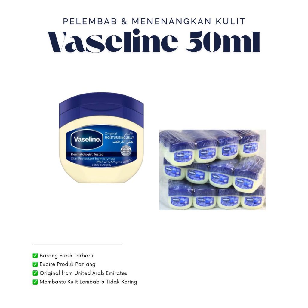 VASELINE 50ml Biru Original 100% Veselin Arab repairing jelly pure menenangkan pelembab kulit kering